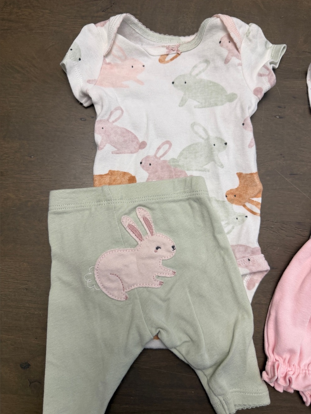 Carter's Baby Newborn 4pc Bunny Bodysuit Pants Shorts Cotton Knit Polka Dot - Picture 2 of 5